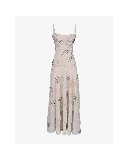 House Of Cb Multicolor Seren Floral-Pattern Woven Maxi Dress Xs (A-C Cup)