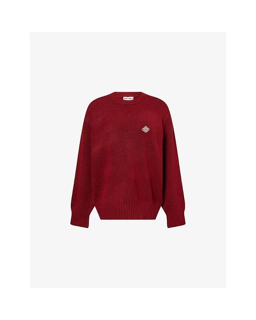 The Couture Club Red Emblem Fluffy Knitted Jumper