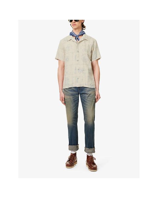 RRL Natural Wayne Branded-pattern Linen Shirt for men