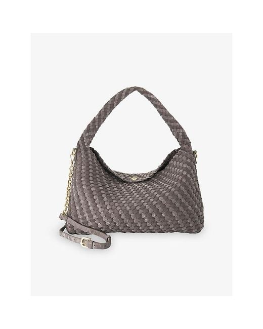 Dune Gray Deliberate Large Woven Faux-Leather Shoulder Bag
