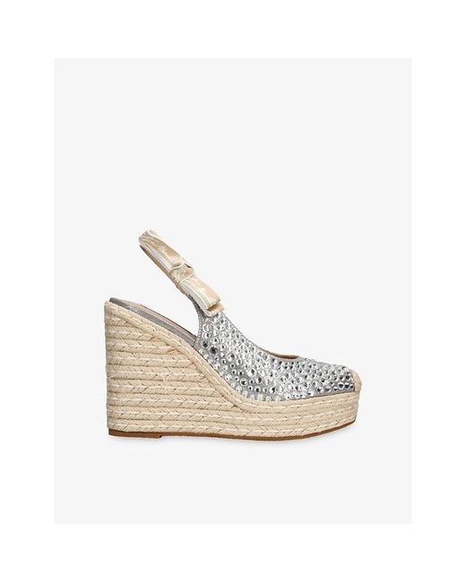 Steve Madden Natural Demmi Embellished Wedge Sandals