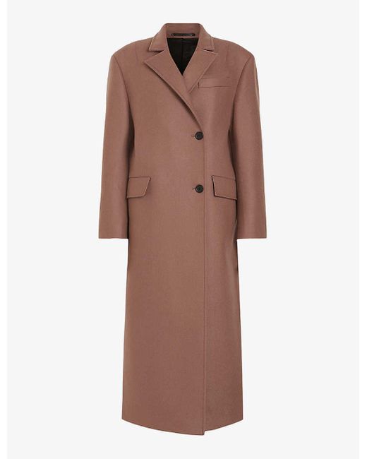 AllSaints Brown James Maxi Wool-blend Coat