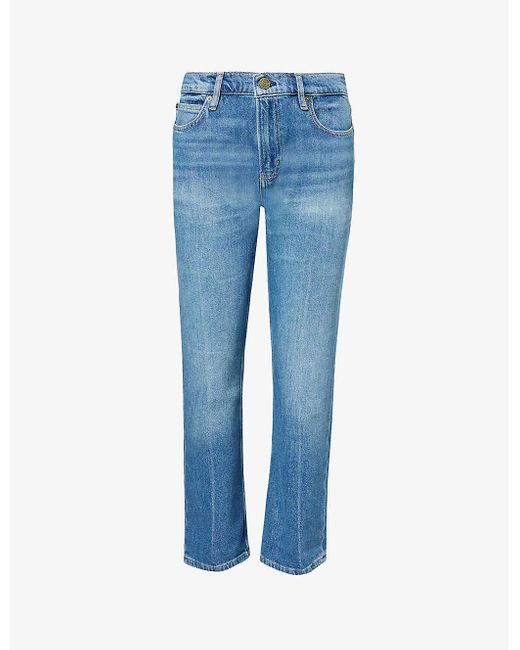 FRAME Blue Le Crop Mini Boot Flared-leg Mid-rise Jeans