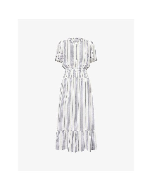 Rails White Brent Stripe Linen-Blend Maxi Dress