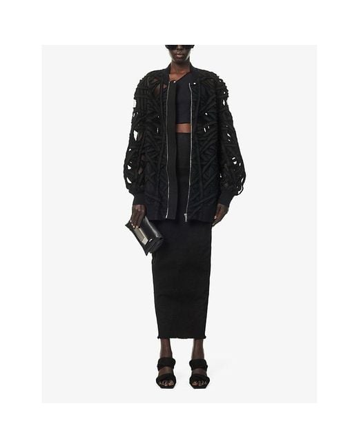 Rick Owens Black Panelled Relaxed-fit Woven Jacket