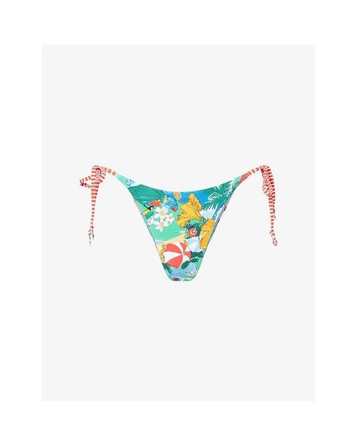 Seafolly Blue Viva Vacation Tie-Side Bikini Bottoms