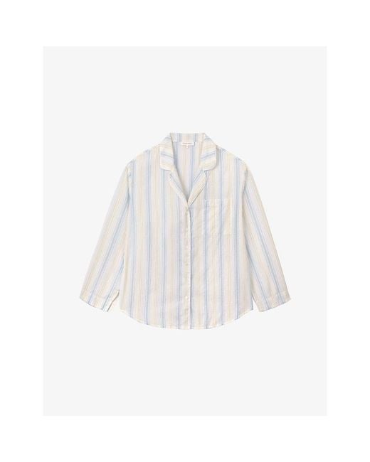 The White Company White Striped Relaxed-Fit Cotton Pyjama Shirt