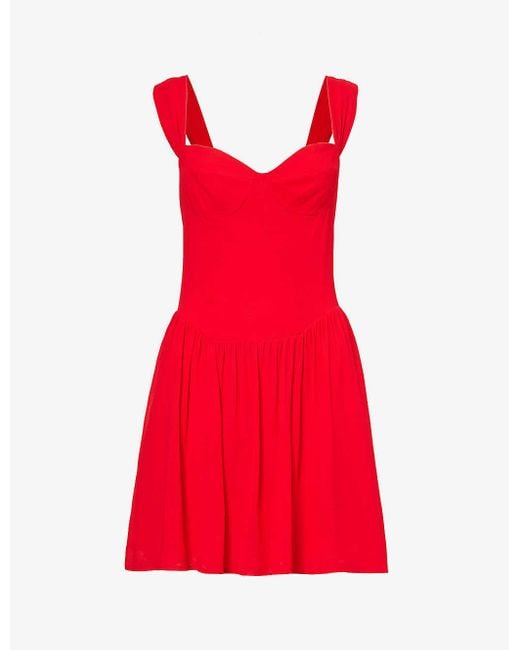 Reformation Red Taiga Shoulder-strap Crepe Mini Dress