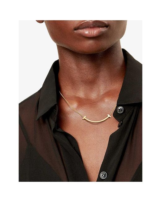 Tiffany & Co Metallic Tiffany T Smile Medium 18Ct- Pendant Necklace