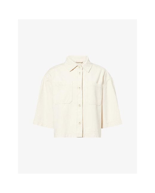 Weekend by Maxmara White Short-Sleeve Relaxed Denim Jacket