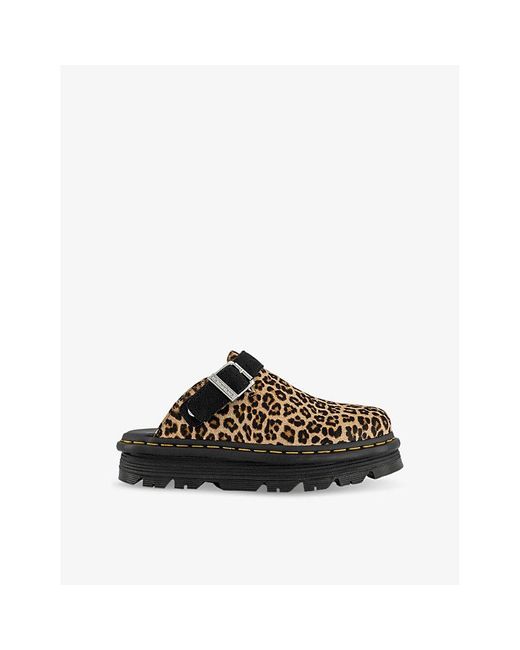 Dr. Martens Black Zebzag Pony-Hair Mules
