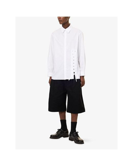 Simone Rocha White Lace-Up Hem Cotton Shirt for men