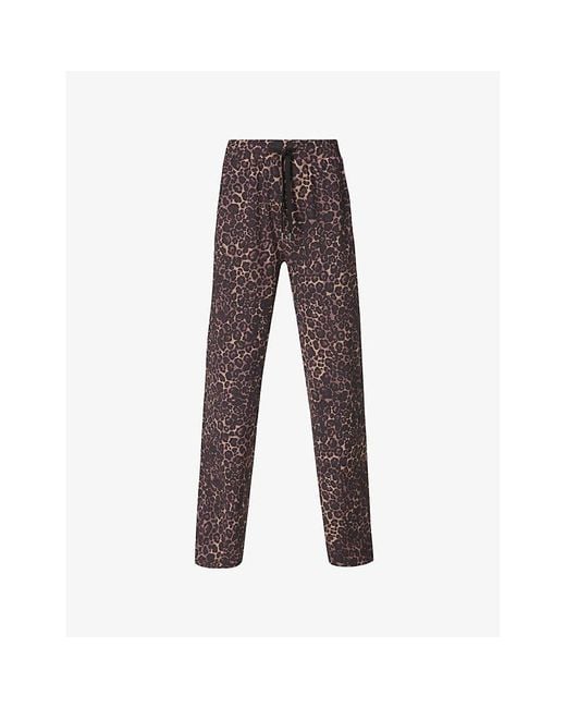 Sweaty Betty Brown Explorer 30In Leopard-Print Wide-Leg Stretch-Woven Trousers