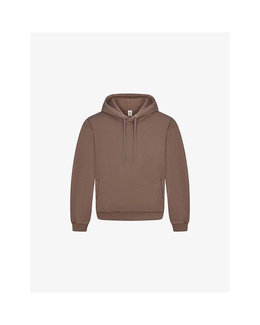 Skims Brown Heavy Fleece Cotton-Blend Hoody for men