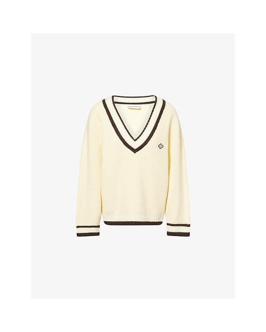 The Couture Club Natural Stripe V-Neck Knitted Cricket Jumper