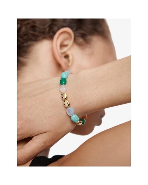 Monica Vinader Blue Rio Bold Multi Gemstone 18Ct Vermeil And Freedom Stones Beaded Bracelet