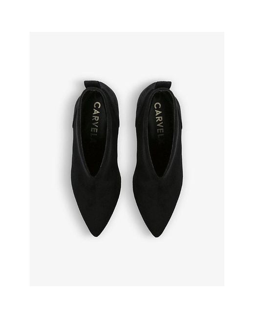 Carvela Kurt Geiger Black Flute Curved Ankle Suede Heeled Ankle Boots