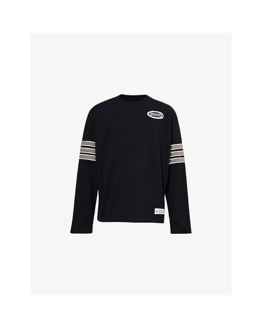 AWAKE NY Black Varsity Striped Cotton-Jersey T-Shirt for men