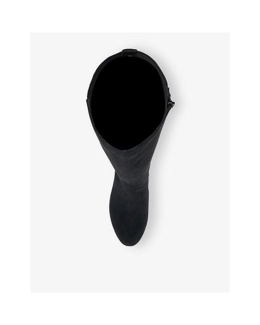 Dune Black Samera Suede And Leather Knee-High Boots