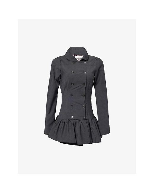 Peachy Den Black Romy Double-Breasted Woven Mini Dress