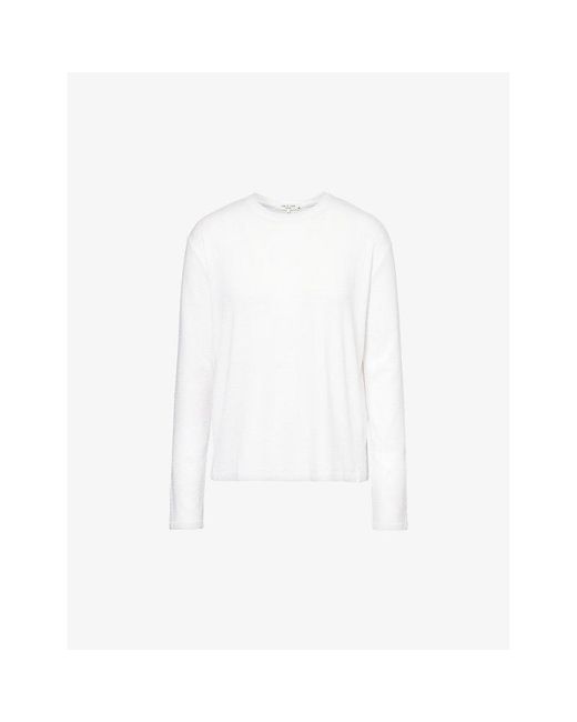 Rag & Bone White Split-Hem Long-Sleeved Woven Top