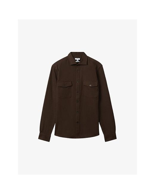 Reiss Brown Arlo Regular-fit Long-sleeve Cotton Overshirt for men