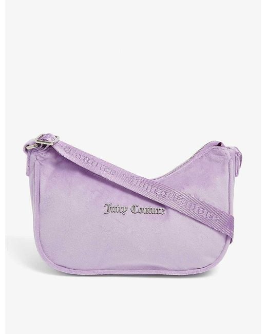 Juicy Couture Purple Logo-plaque Velour Shoulder Bag