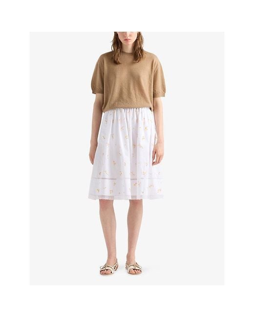Prada Natural Short-Sleeved Relaxed-Fit Cashmere Jumper
