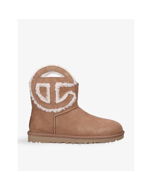 UGG X TELFAR Logo-embroidered Leather Ankle Boots in Brown | Lyst