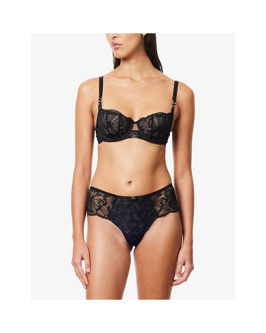 Chantelle Black Muse Underwired Half-Cup Lace Balconette Bra
