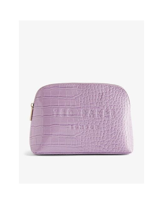Ted Baker Purple Crocala Faux-leather Make-up Bag