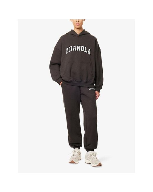 ADANOLA Brown Varsity Oversized Cotton Hoody