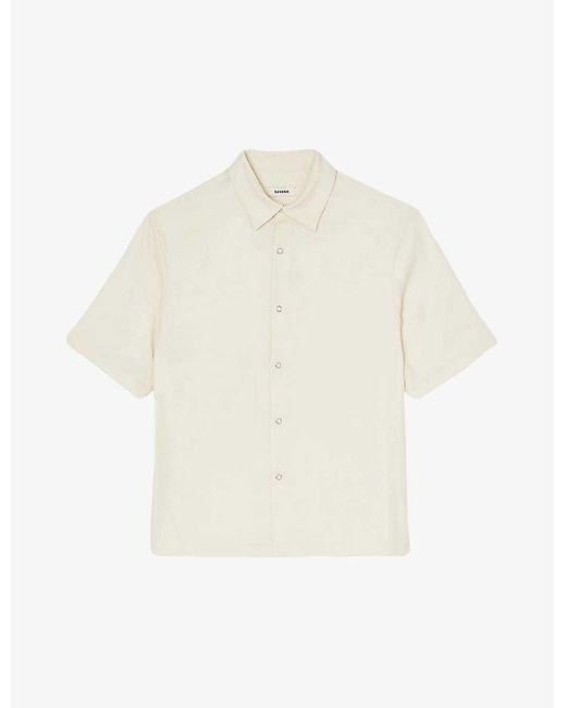 Sandro White Relaxed-fit Short-sleeve Woven Shirt for men