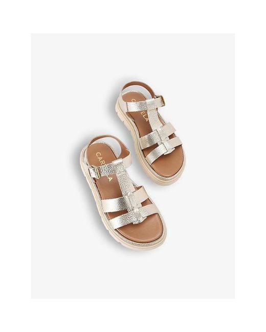 Carvela Kurt Geiger Natural Pavilion T-Bar Flat Leather Sandals