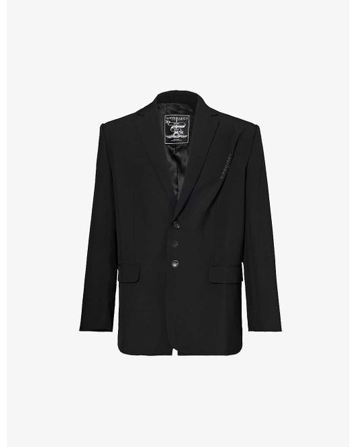 Y. Project Black Pinched Logo-embroidered Wool Blazer for men