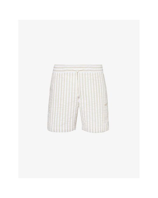 CHE White Marinero Stripe-pattern Cotton Shorts for men