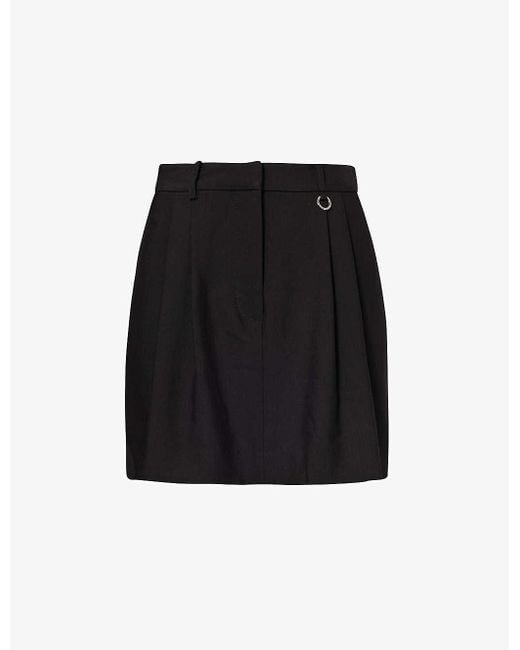 Viktoria & Woods Black Pilates Flared-hem Rayon-blend Mini Skirt