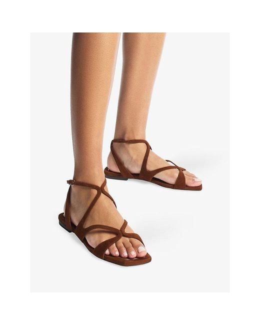 Jimmy Choo Brown Ayla Suede Flat Sandals