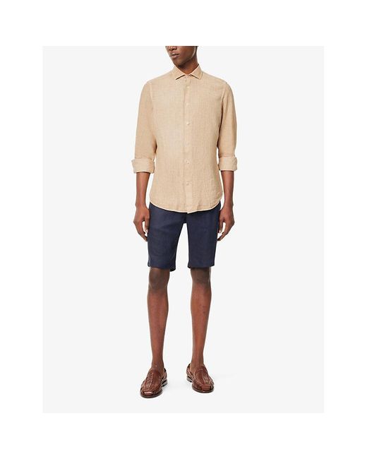 Eleventy Natural Spread-collar Regular-fit Linen Shirt for men
