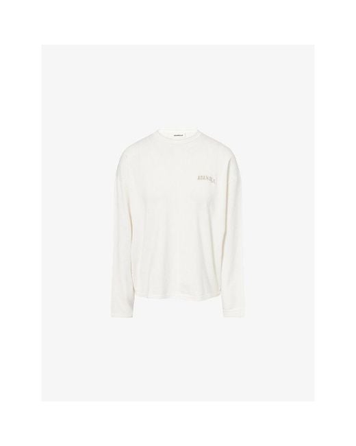 ADANOLA White Varsity Knit Roll Hem Sweatshirt