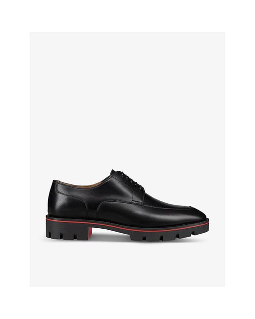 Christian Louboutin Black Davisol Leather Derby Shoes for men