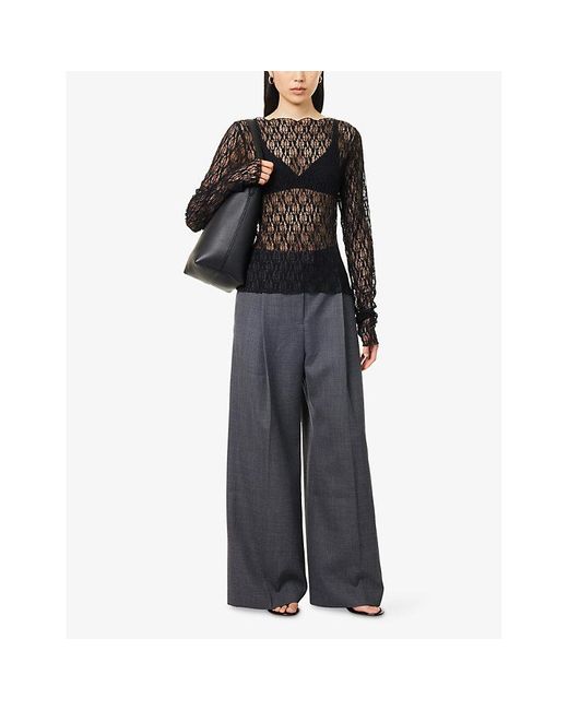 Camilla & Marc Blue Seidler Wide-Leg Wool-Blend Trousers
