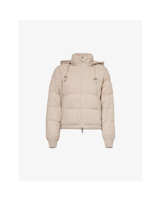 Polo Ralph Lauren Natural Cable-knit Quilted Padded Wool And Cashmere-blend Down-jacket