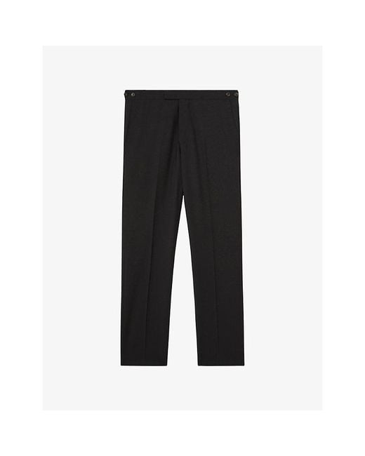 Reiss Black Promise Slim-Fit Wool-Blend Trousers for men