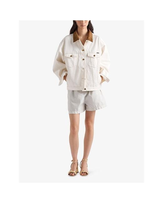 Prada White Old Denim Blouson Jacket