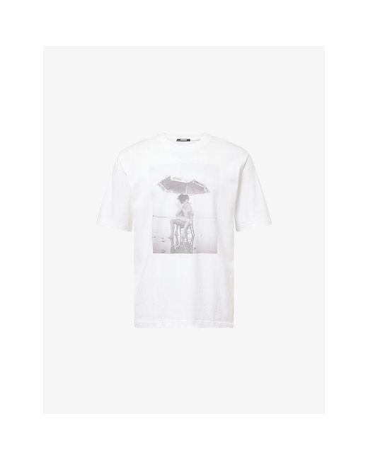 Jacquemus White Le Campagne Photograph-Print Cotton And Hemp-Blend T-Shirt for men