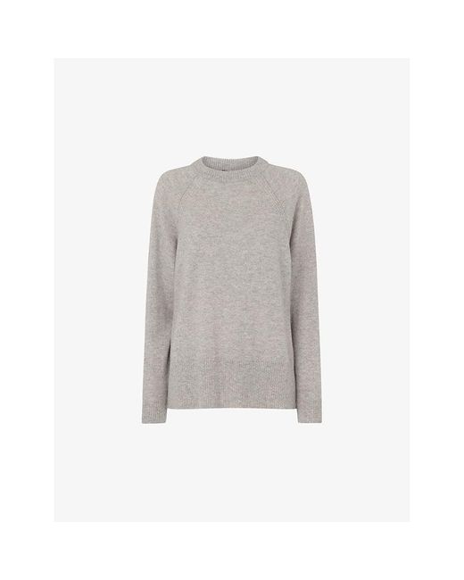Whistles Gray Ultimate Cashmere Crew-Neck Knitted Jumper