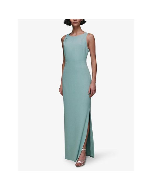 Whistles Blue Tie Back Stretch-Crepe Maxi Dress