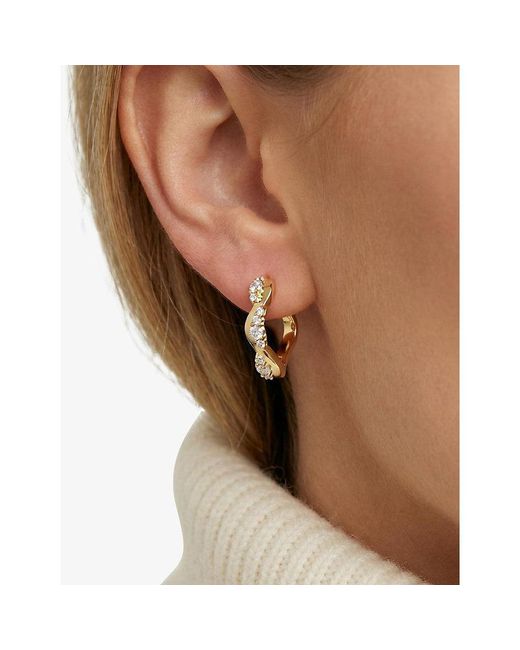 Sif Jakobs Metallic Ellera Waves Altro Creolo 18Ct-Plated 925 Sterling- And Cubic-Zirconia Earrings