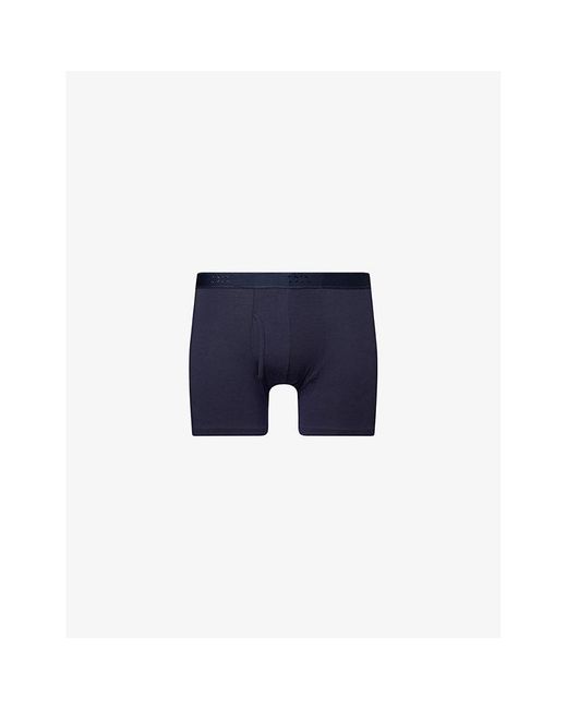 Derek Rose Blue Alex Branded-Waistband Stretch-Jersey Trunks for men